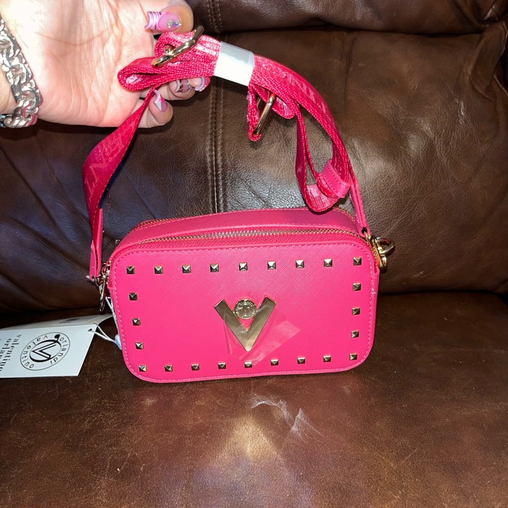 Valentino Orlandi Pink Crossbody Bag with Studded Accents